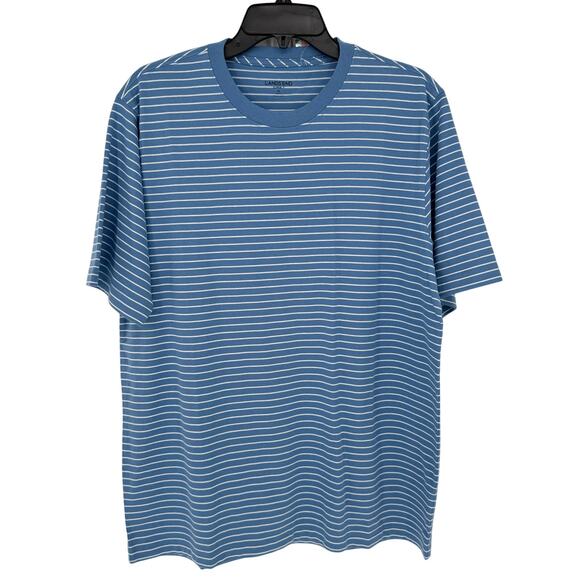 Land's End Casual Crew Neck Super T-Shirt Men's Size M Green White Stripe - Picture 1 of 5